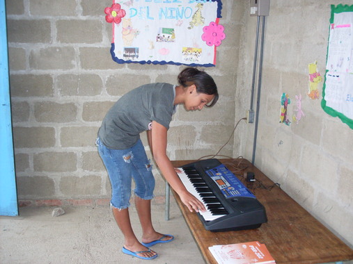 trying out the piano