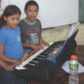 trying out the piano